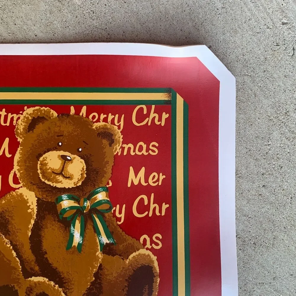 VTG Town & Country Christmas Vinyl Placemats Santa Bears 11.5”x17.5” Set Of 4